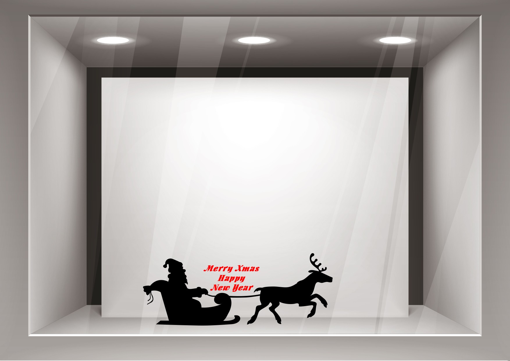 Αυτοκόλλητα Βιτρίνας Χριστούγεννα-Άγιος Βασίλης με το ελκηθρό του xmas12