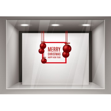 Αυτοκόλλητα Βιτρίνας Χριστούγεννα- Ευχές και Κόκκινες μπάλες του xmas16