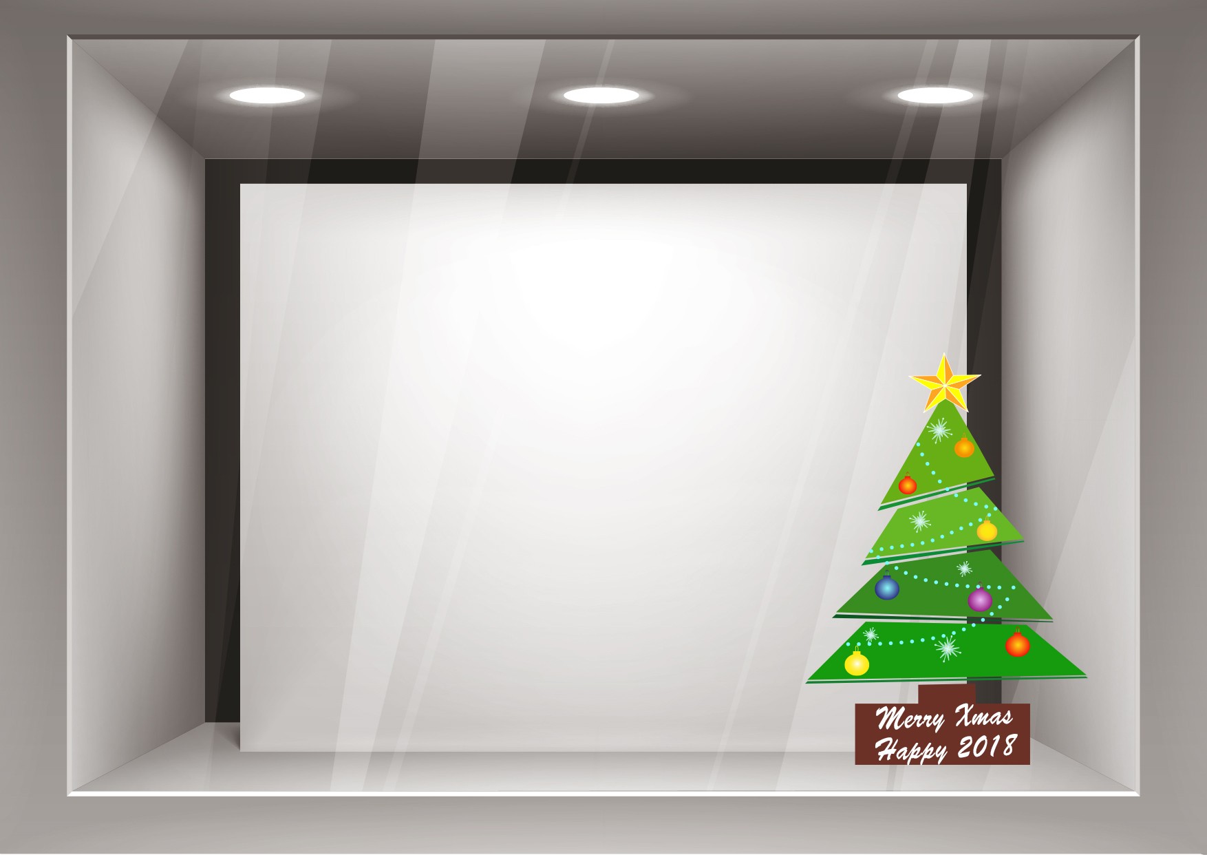 Αυτοκόλλητα Βιτρίνας Χριστούγεννα-Δέντρο με πολύχρωμες μπάλες xmas22