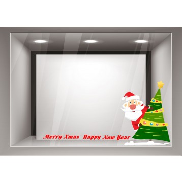 Αυτοκόλλητα Βιτρίνας Χριστούγεννα-Άγιος Βασίλης με το δέντρο του xmas23