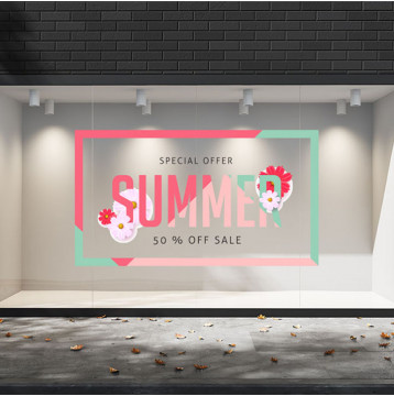 Summer Sales  18 Εκπτωτικά  Αυτοκόλλητα Βιτρίνας - Μαργαρίτες