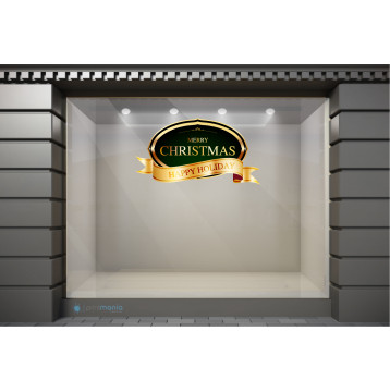 XSM005 Χριστουγεννιάτικα Αυτοκόλλητα Βιτρίνας / Τοίχου - Χρυσή Κορδέλα