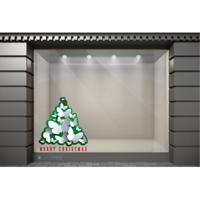 XSM025 Χριστουγεννιάτικα Αυτοκόλλητα Βιτρίνας / Τοίχου - Χριστουγεννιάτικες Πεταλούδες