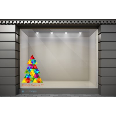 XSM035 Χριστουγεννιάτικα Αυτοκόλλητα Βιτρίνας / Τοίχου - Πολύχρωμο Δέντρο