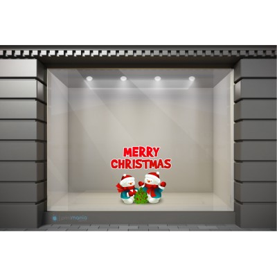 XSM037 Χριστουγεννιάτικα Αυτοκόλλητα Βιτρίνας / Τοίχου - Χιονάνθρωποι 