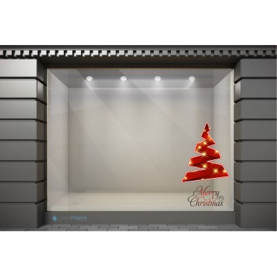 XSM078 Χριστουγεννιάτικα Αυτοκόλλητα Βιτρίνας / Τοίχου - Στολισμένο Δέντρο