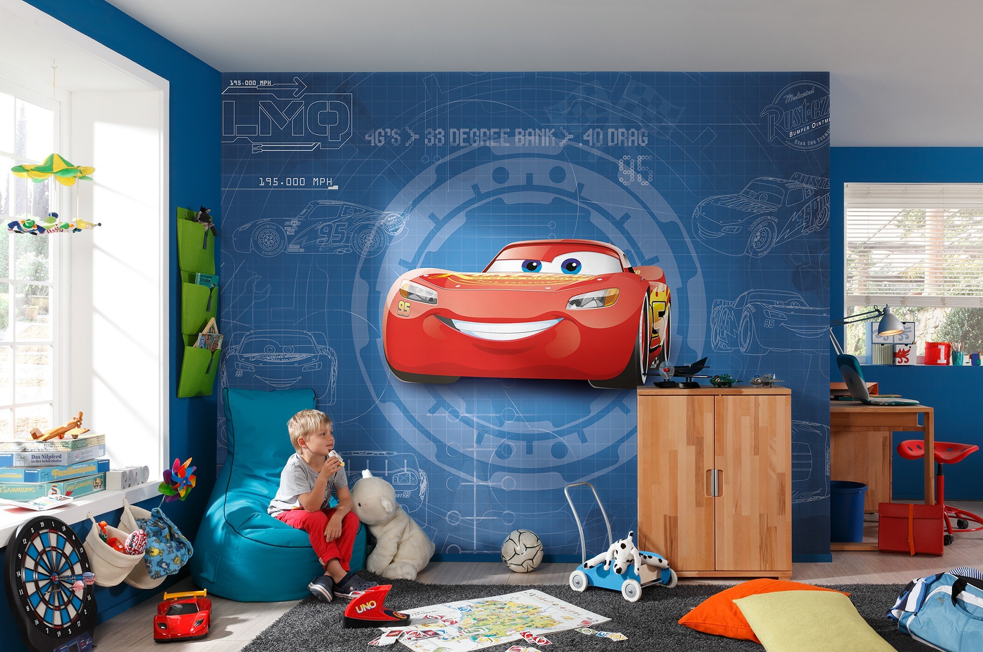 Φωτοταπετσαρία τοίχου παιδική με Αυτοκίνητα McQueen DISNEY Cars 3 Blueprint 368x254cm
