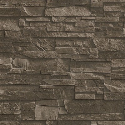 Ταπετσαρία τοίχου Rasch  Σκούρο Καφέ  Απομίμηση Πέτρας 10,05x0,53