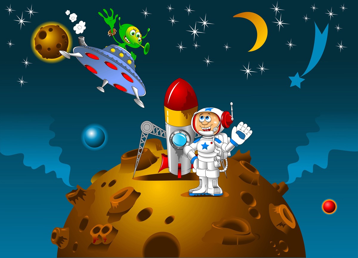 Космонавт на Луне для детей