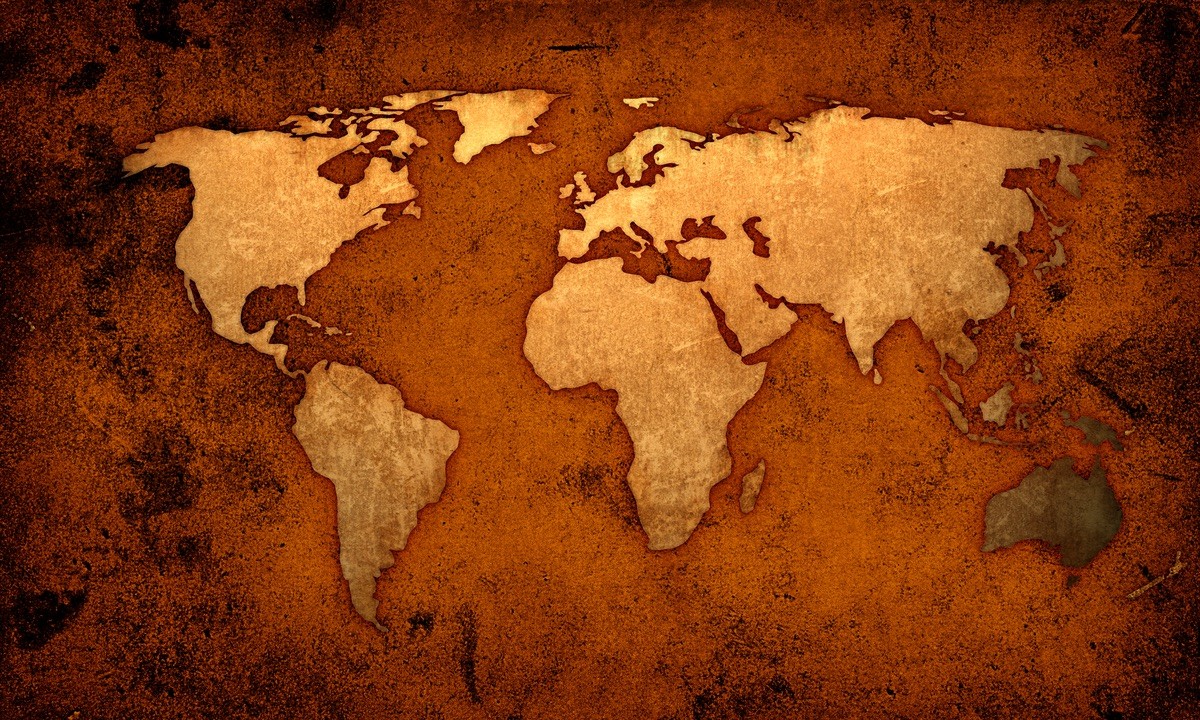 Ρόλερ - Ρολοκουρτίνα Σχέδιο Χάρτες - Πυξίδα - Ρολόγια 2 Παγκόσμιος χάρτης