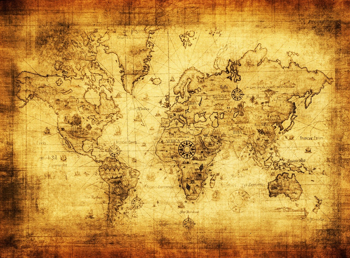Ταπετσαρία Χάρτες - Πυξίδα - Ρολόγια 3 Παλαιός χάρτης