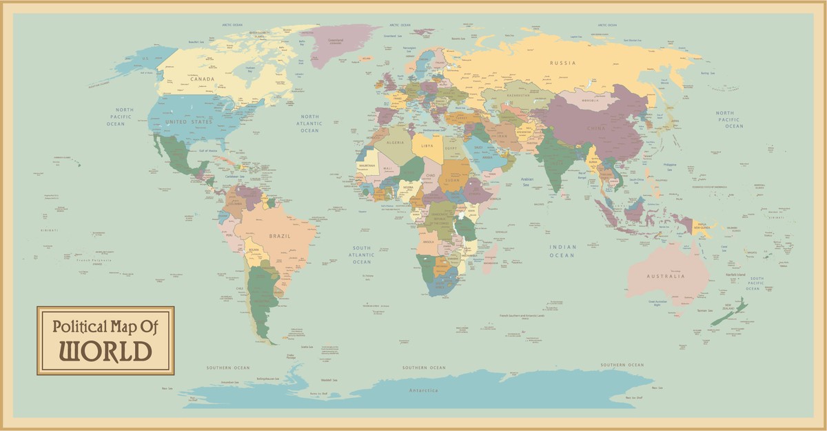 Ταπετσαρία Χάρτες - Πυξίδα - Ρολόγια 40 Πολιτικός χάρτης