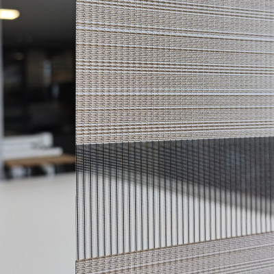 Διπλό ρόλερ Zebra TRB11 Μπεζ-Χρυσό με ανάγλυφη μαύρη γραμμή στο δίχτυ ΖΑ16