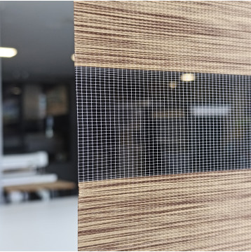 Διπλό ρόλερ Zebra Ελεγχόμενης σκίασης απομίμηση ξύλου V8 Μπεζ-Καφέ ΖΑ23