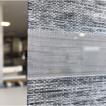  Διπλό ρόλερ Zebra Ελεγχόμενης σκίασης απομίμηση ξύλου bamboo V13 Γκρι-Ασημί σκούρο ΖΑ27