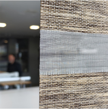 Διπλό ρόλερ Zebra Ελεγχόμενης σκίασης απομίμηση ξύλου bamboo V14 Μπεζ-Καφέ ΖΑ25ΑΝ