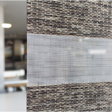 Διπλό ρόλερ Zebra Ελεγχόμενης σκίασης απομίμηση ξύλου bamboo V14 Μπεζ-Καφέ ΖΑ25