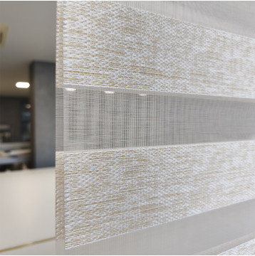 Διπλό ρόλερ Zebra Ελεγχόμενης σκίασης απομίμηση ξύλου bamboo V7 Κρεμ- μπεζ ZA24