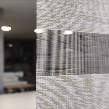 Διπλό ρόλερ Zebra Ελεγχόμενης σκίασης απομίμηση ξύλου bamboo V7 Κρεμ- μπεζ ZA24