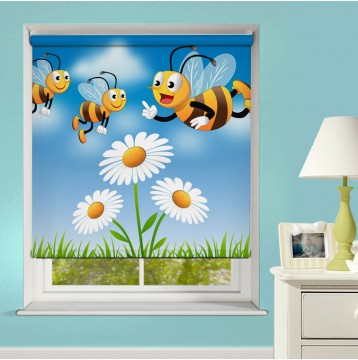 Ρόλερ Ολικής Συσκότισης/Blackout XN0028 Μέλισσες σε Λουλούδια