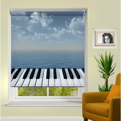 Ρόλερ Ολικής Συσκότισης/Blackout AB0040 Σχέδιο Abstract-Πιάνο με θέα τη θάλασσα