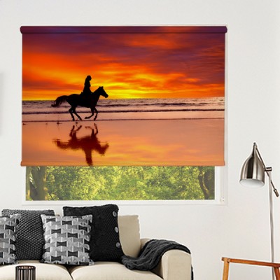 Ρόλερ Ολικής Συσκότισης/Blackout NA0022 Φύση-Βόλτα με άλογο το ηλιοβασίλεμα
