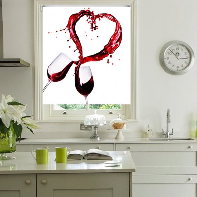 Ρόλερ - Ρολοκουρτίνα Σχέδιο Κουζίνα - Καφές 1 Κρασί- καρδιά