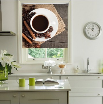 Ρόλερ - Ρολοκουρτίνα Σχέδιο Κουζίνα - Καφές 9 Κούπα με καφέ