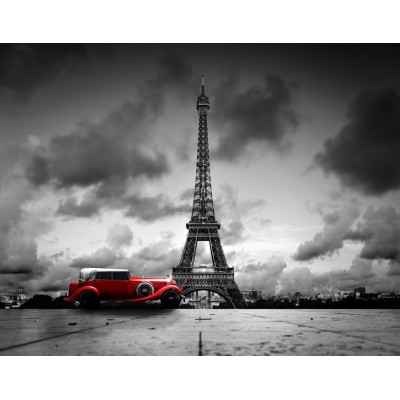 Ρόλερ Ολικής Συσκότισης/Blackout CI0011 Πόλη-Παρίσι Πύργος του Άιφελ, κλασικό κόκκινο αυτοκίνητο