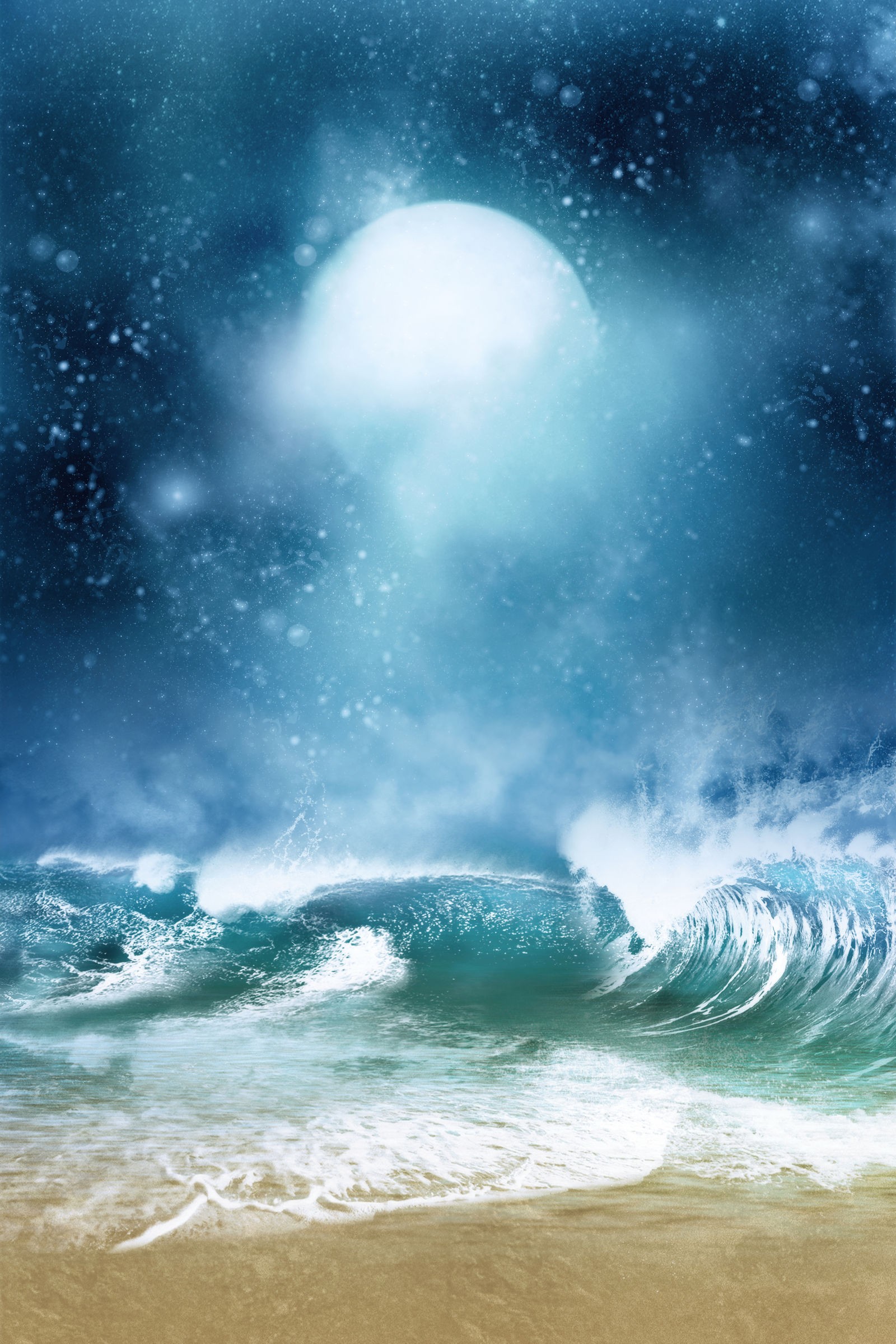 Ρόλερ Μερικής Συσκότισης FA0002 Fantasy-Άγρια θάλασσα με πανσέληνο