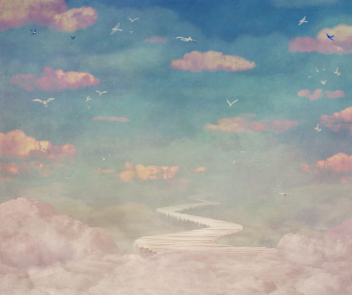 Ταπετσαρία Παιδικό - Εφηβικό 305 Ουρανός με πολύχρωμα συννεφάκια